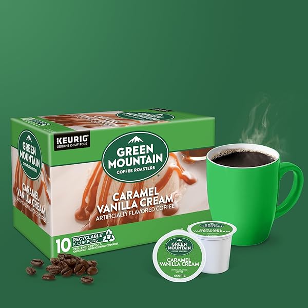 GREEN MOUNTAIN COFFEE ROASTERS CARAMEL VANILLA CREAM, KEURIG SINGLE SERVE K-CUP PODS, LIGHT ROAST COFFEE, 12 COUNT