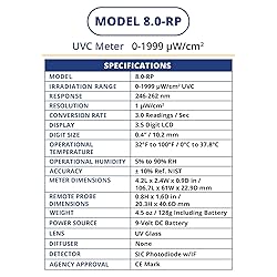 Solarmeter Model 8.0-RP UVC Lamp Meter, Handheld