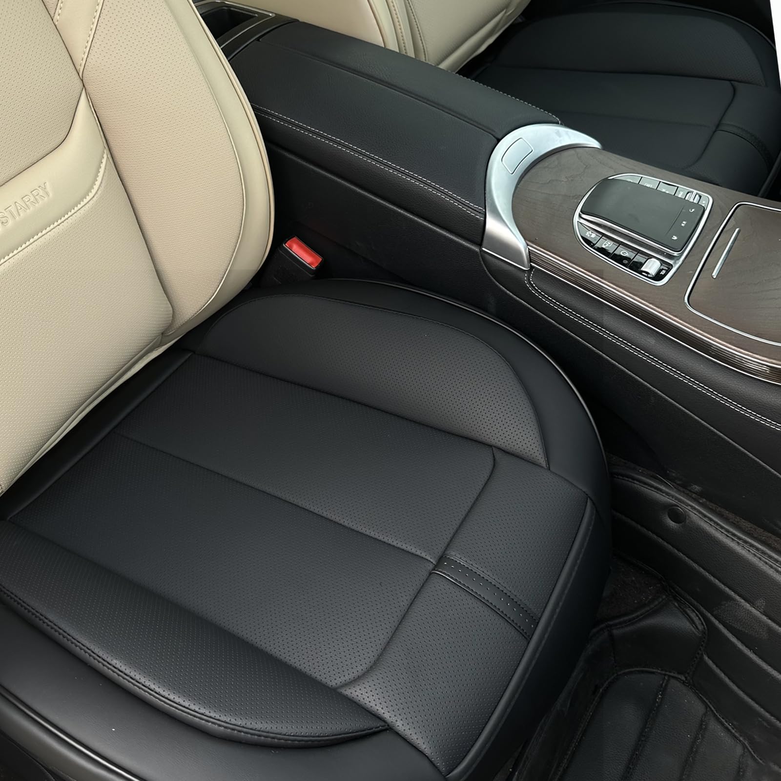 Photo 1 of HOMOSTARRY 2 Pack Leather Front Car Seat Cover Bottom Only, Anti-Slip Padded Seat Cushion, Full Wrap Seat Protector with Storage Function Universal Fit for Most Cars, SUV, Pick-up Trucks (Black)
