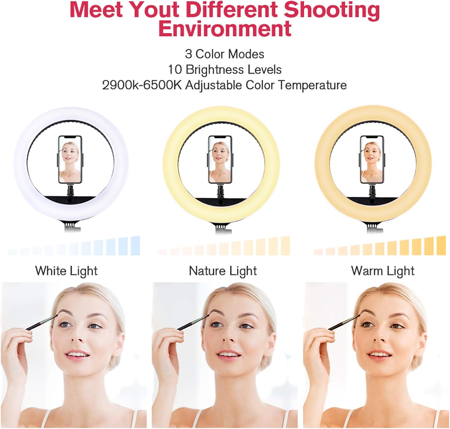 18 inch LED Ring Light with Tripod Stand Dimmable Makeup Ring light for Studio Portrait YouTube Vlog Video Shooting with Remote Controller - Image 3