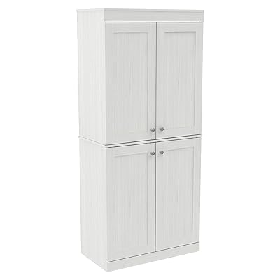 Inval Shaker Style Buffet 4-Door Tall Cabinet, Washed Oak