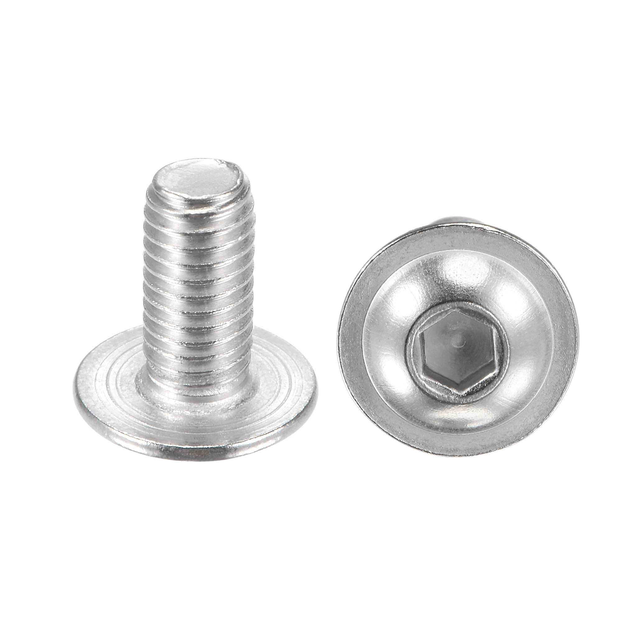 sourcing map Flanged Button Head Socket Cap Screws, M8x20mm Hex Socket Drive Screw, 304 Stainless Steel Fasteners Bolts, Fully Threaded Machine Screw 20Pcs