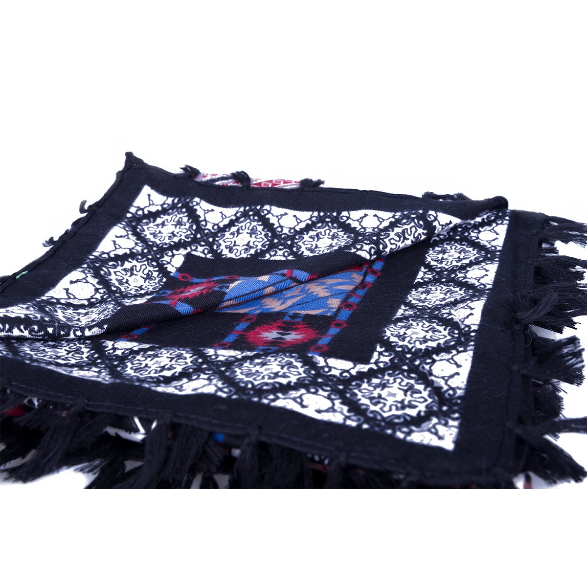 EVRFELAN Women Boho Scarf Tassel Shawl Tapestry Tablecloth Beach Towel Picnic Throw Wall Hanging Yoga Mat Ladies Cotton Scarves by Popular Handicrafts (Black2)