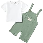 ZOEREA Toddler Baby Boys Clothes Summer Outfit Stripe T-Shirt and Shortall Romper Set Cute Jumpsuit Solid Color 6M-4T