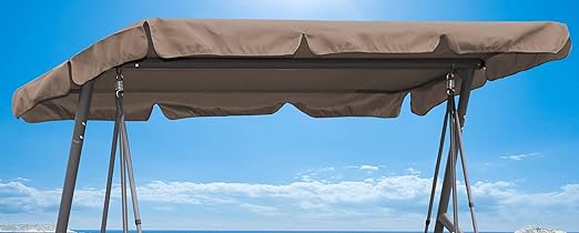 QUICK STAR Ersatzdach Gartenschaukel Universal Hollywoodschaukel 3 Sitzer Taupe UV 50 Ersatz Bezug Sonnendach Schaukel Dach
