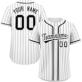 Custom Pinstripe Baseball Jersey Hipster Hip Hop Sports Shirts Personalized Team Name Number for Men Women Youth