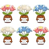 Wavwavw 6 Pcs Employee Appreciation Gifts Thank You Positive Handmade Crochet Doll with Encouraging Card for Coworker Women Men Office Staff(Lily of The Valley)
