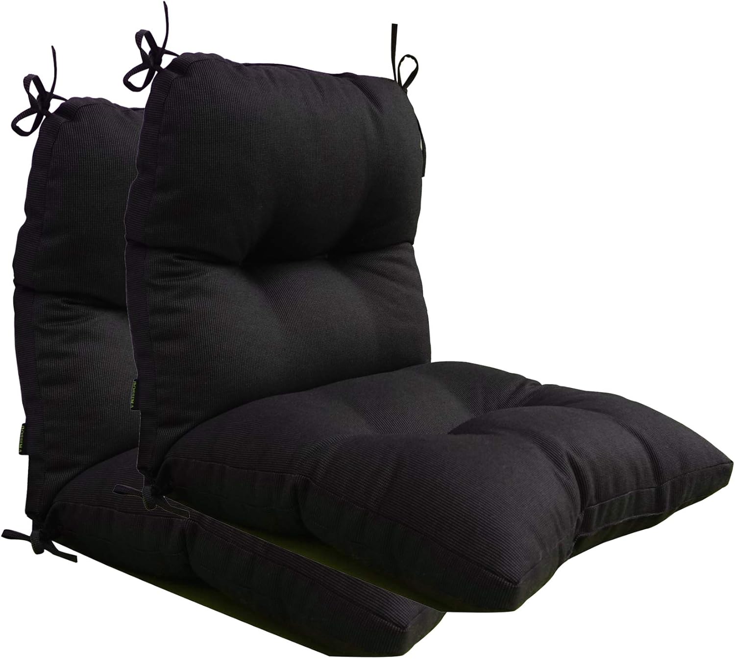 BOSSIMA Outdoor Indoor High Back Chair Tufted Cushions Comfort Replacement Patio Seating Cushions Set of 2 Black : Garden & Outdoor