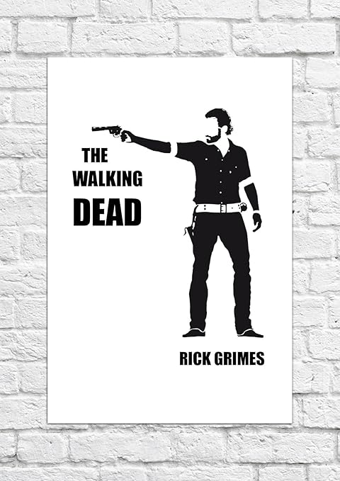 Rick Grimes The Walking Dead Simple Black White Poster Art Unframed Print Amazon Co Uk Kitchen Home