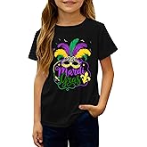 Kids Mardi Gras Shirt Boys Girls Happy Carnival Tshirt Fat Tuesday Party Short Sleeve Casual Loose Top 3-6Y