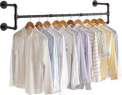 IBUYKE Wall Mounted Clothes Rail 127cm Industrial Pipe Rack Heavy Duty