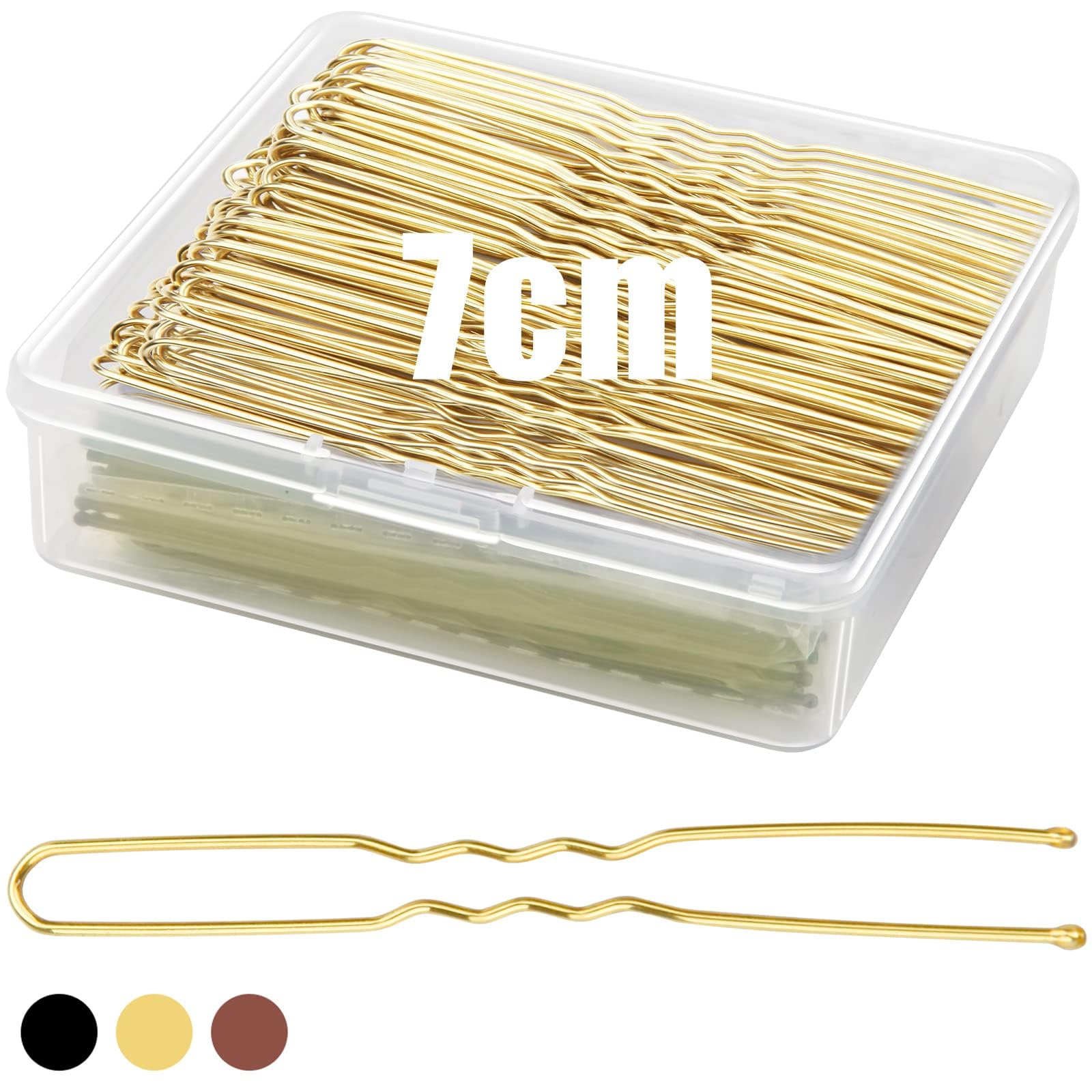 Mbsomnus 200pcs Hair Pins for Buns 7cm Bobby Pins Blonde U-Shaped Hair Pins Long Bun Pins with Storage Box Hair Grips for Thick Hair Women Girls Wedding Hair Styling Hair Accessories
