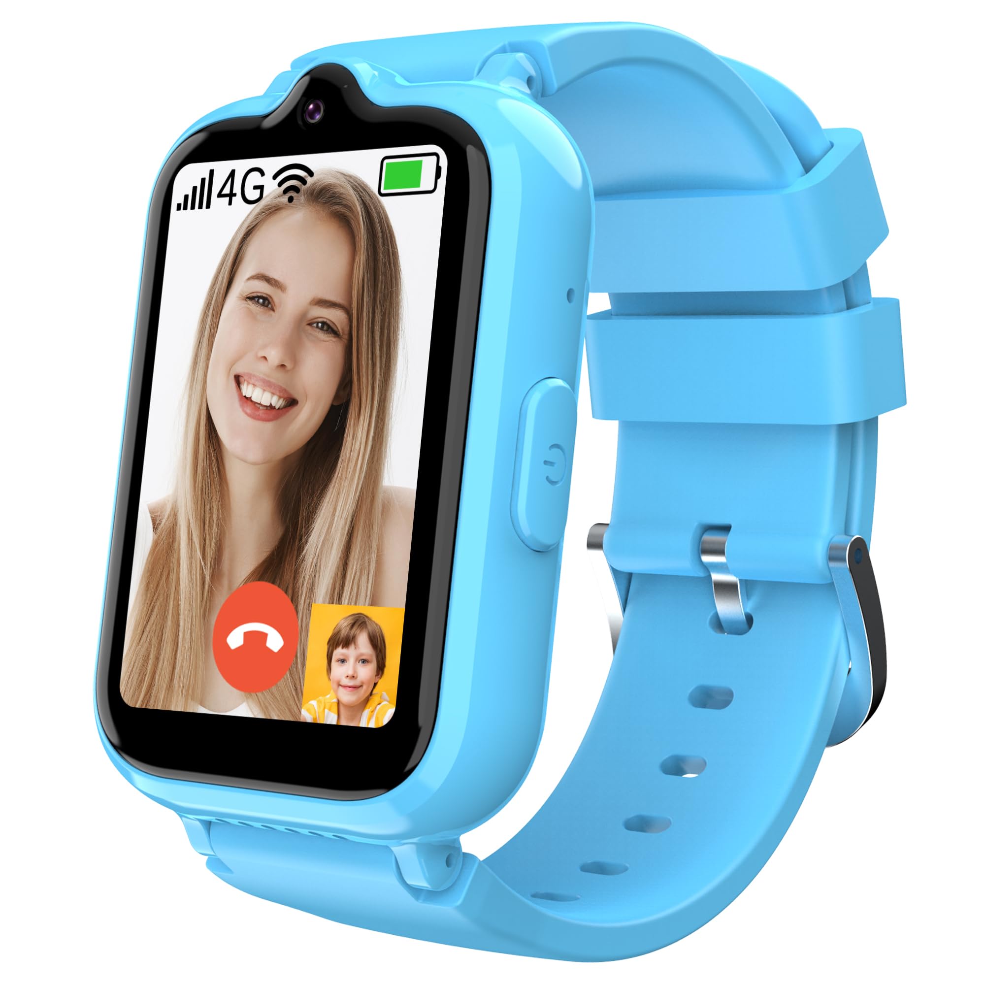 4G Kids Cell Phone Watch with GPS Tracker & Video Calling Smartwatch for Boys Age 5-12, SOS Call Voice Chat Camera Alarm Clock HD Touch Screen Smart Watch Gifts Toys for Kids