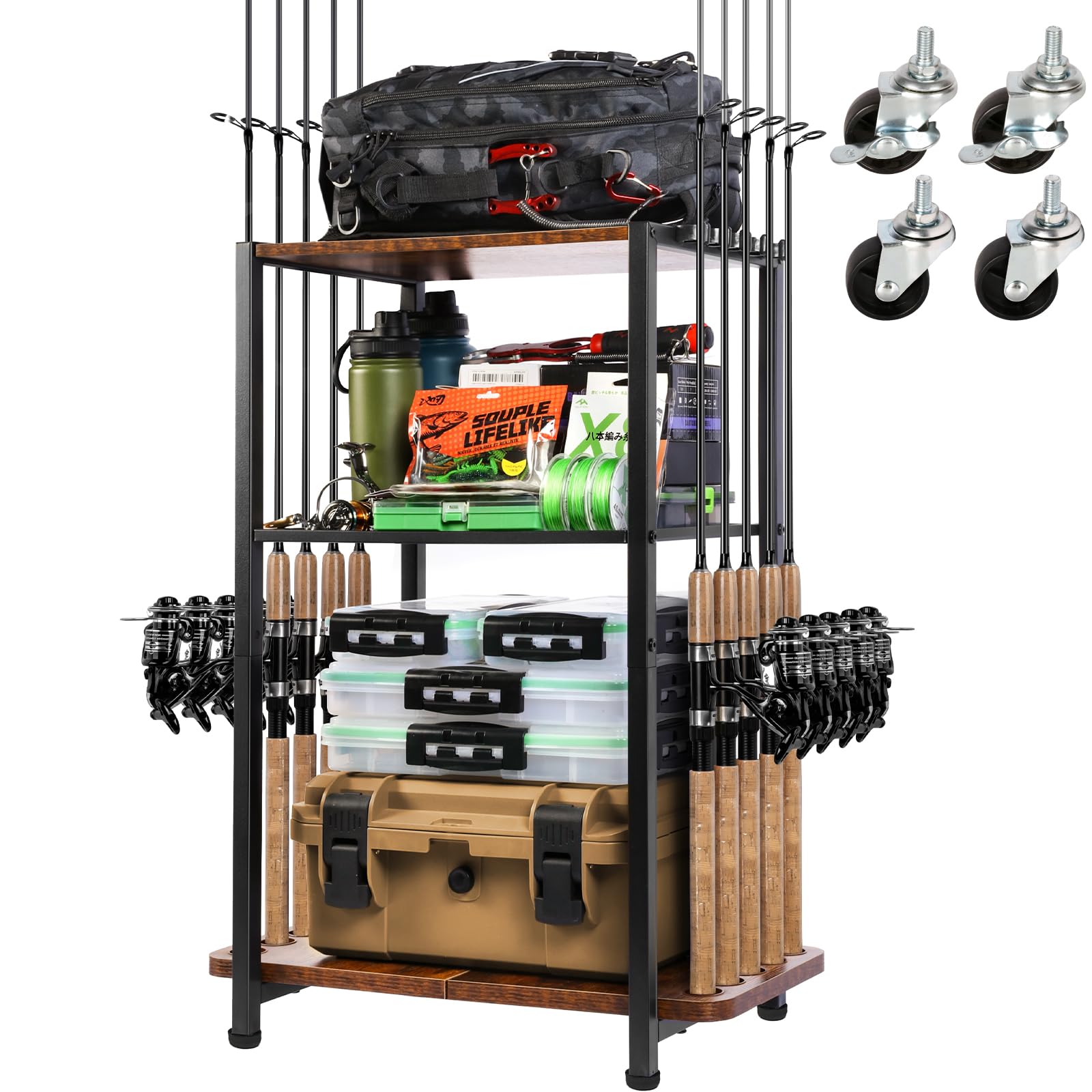Photo 1 of Ghosthorn Fishing Rod Holders for Garage Fishing Gear and Equipment Tackle Storage Cart Pole Rod Rack Hold up to 10 Rods