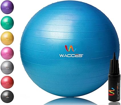 Wacces Yoga Ball with Hand Pump (Blue, 75 cm)