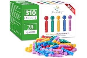 CareLiving Lancets for Diabetes Testing - 28 Gauge Diabetic Lancets for Blood Testing and Glucose Testing - Fits Most Lancing Devices - 310 Count (Colourful)