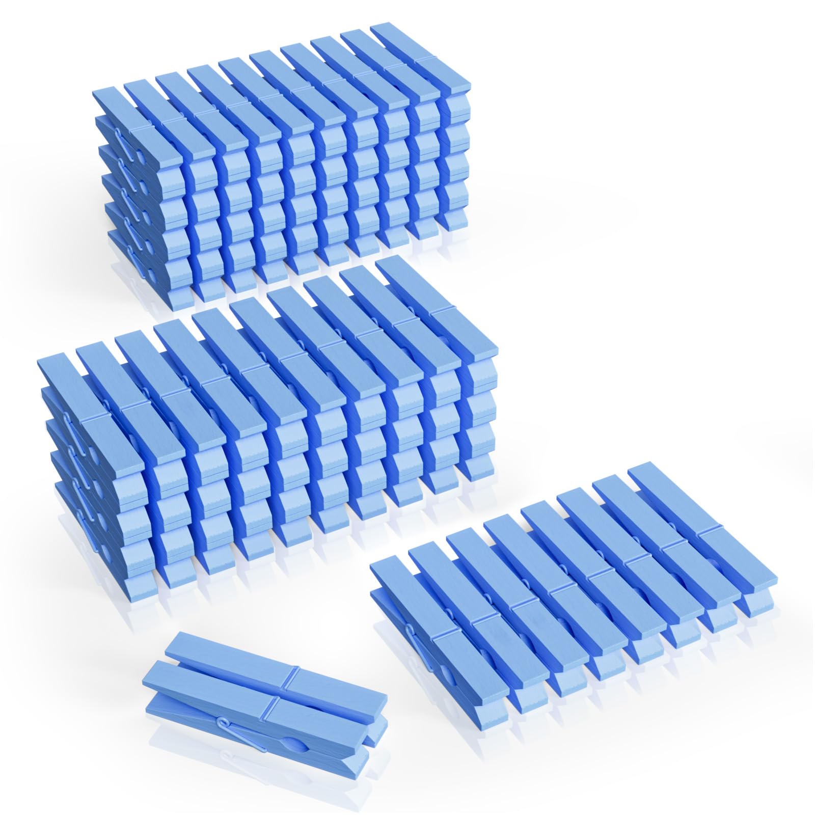 Photo 1 of 100Pcs Blue Clothespins, 2.9 Inch Clothes Pins Wooden, Colorful Clothespins for Hanging Clothes Crafts Picture Laundry Clips Cheer