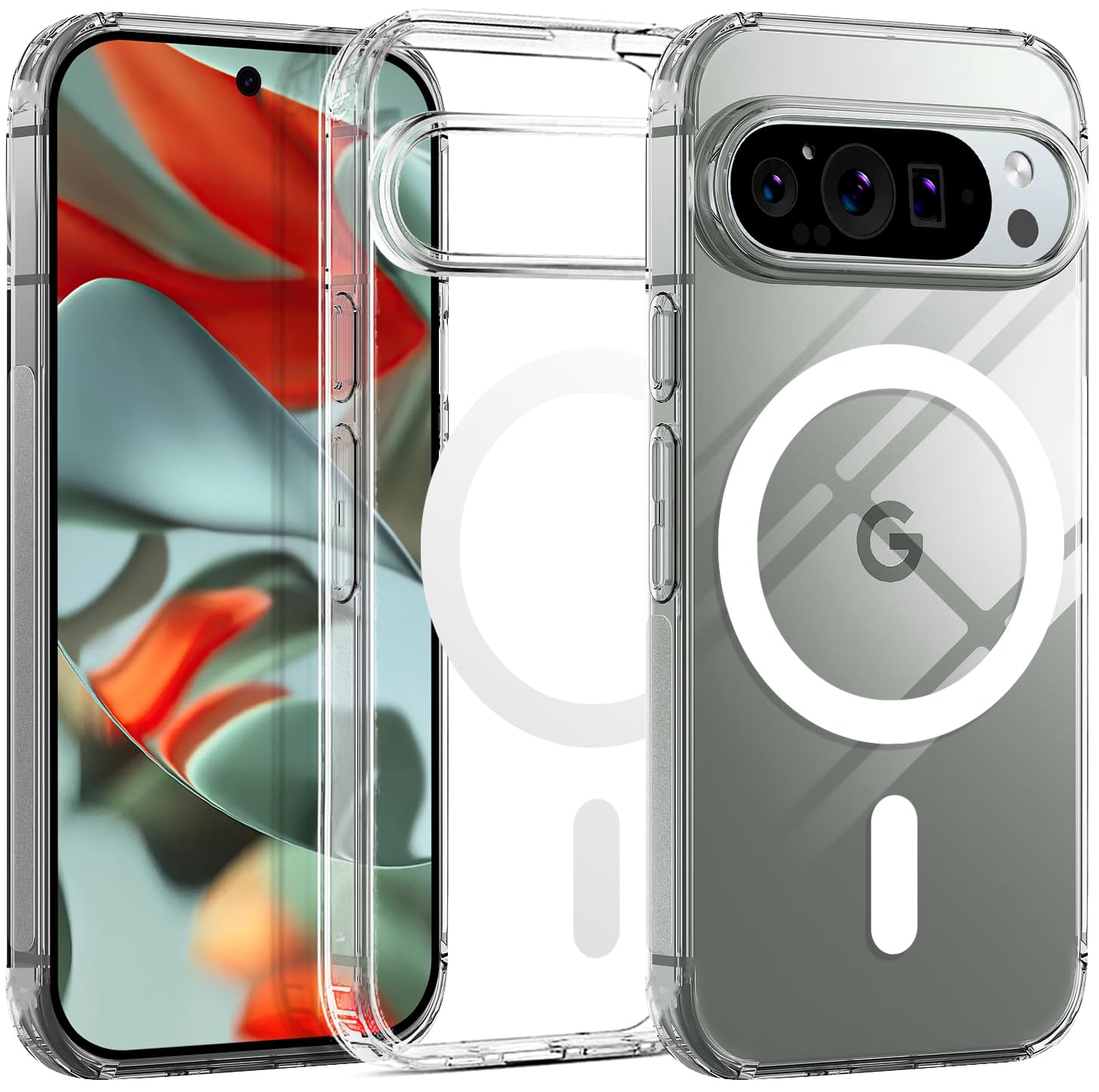 Photo 1 of T Tersely Magnetic Case for Google Pixel 9/Pixel 9 Pro 2024, Compatible with MagSafe, Scratch-Resistant Back, Anti-Scratch Clear Back Magnetic Phone Cover