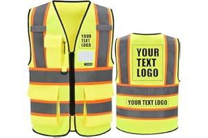 AYKRM Custom high vis Reflective Safety Vest for men Women with zipper Pockets