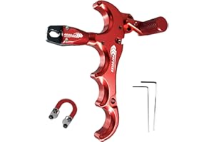 xxiaojun Compound Bow Aid Releaser and D Loop Rope，Adjustable Can Rotate 360° Thumb Release Bow Aluminum Alloy Aids，Archery Release Aids