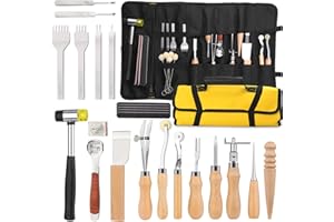 Leather Working Tools Leather Crafting Tools Leathercraft Hand Tools Kit with Stitching Groover, Skiver and Other Diy Supplie