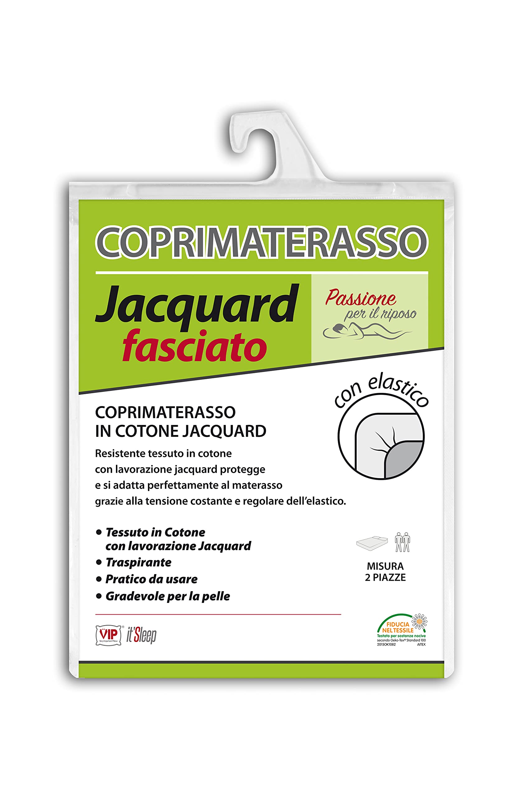 V.I.P Very Important Pillow Mattress Topper, Jacquard Cotton Bands, Rubber Bands All-Round, Double Bed