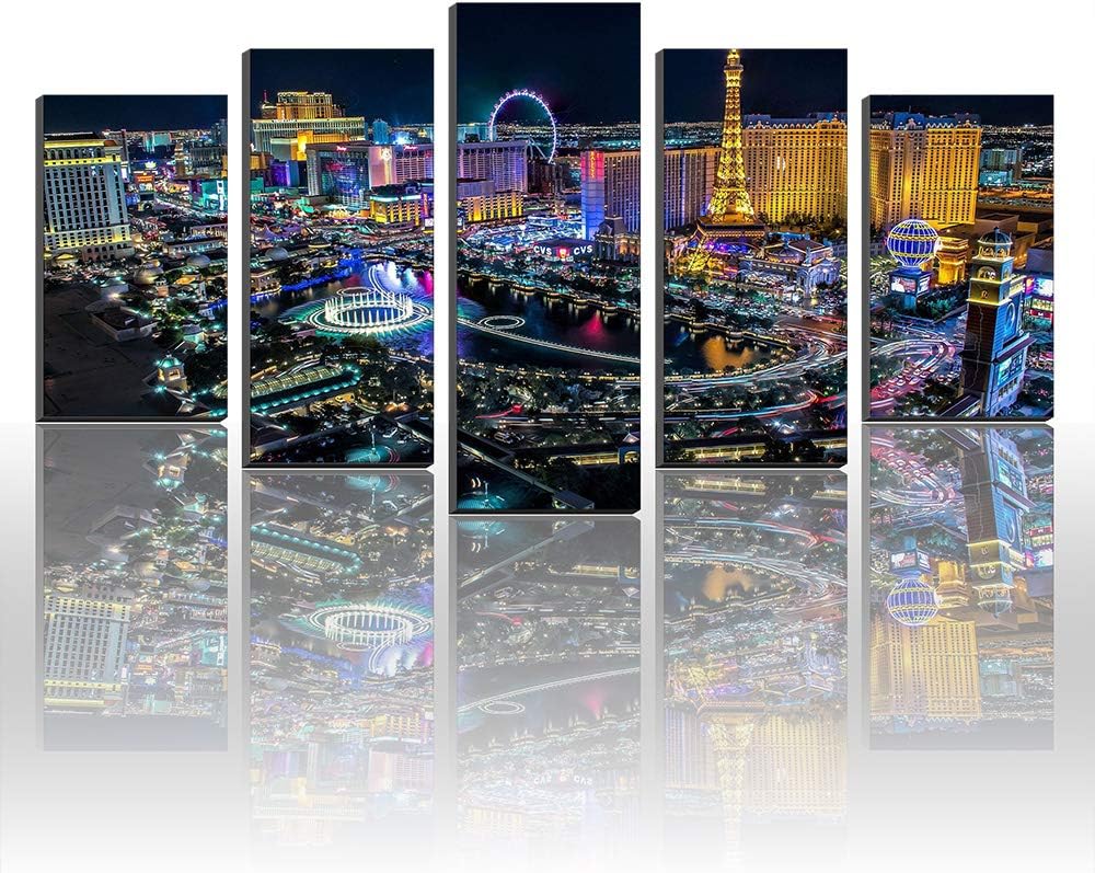 Karen Max 5 Pieces Las Vegas City Landscape Paintings Canvas HD Prints Modular Pictures Wall Art Home Decorative Poster Modern Artwork