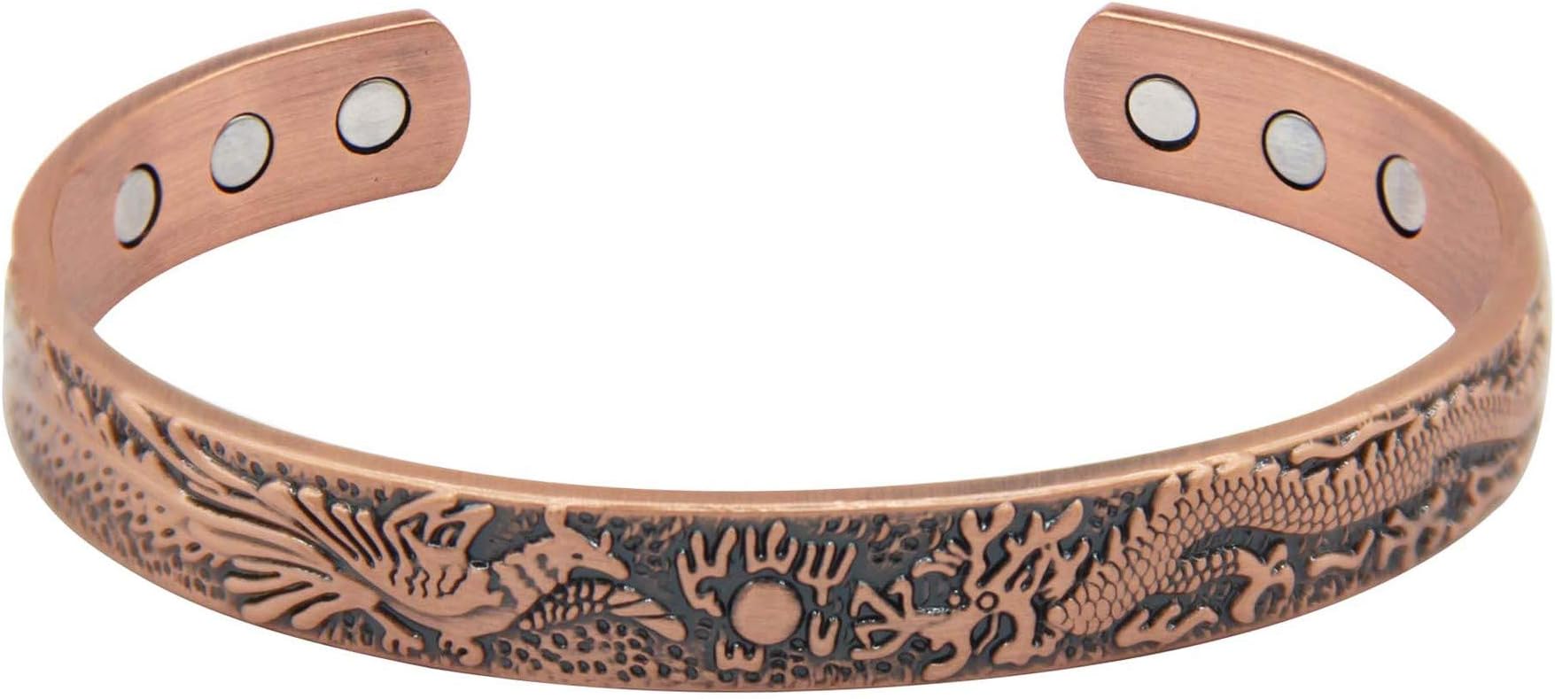 Jeracol Copper Magnetic Bracelet for Men Women Copper Bracelets for Arthritis Pain Relief with 6 Powerful Therapy Magnets Pure Copper Adjustable Cuff Bangle Health Gifts for Mother Father Families