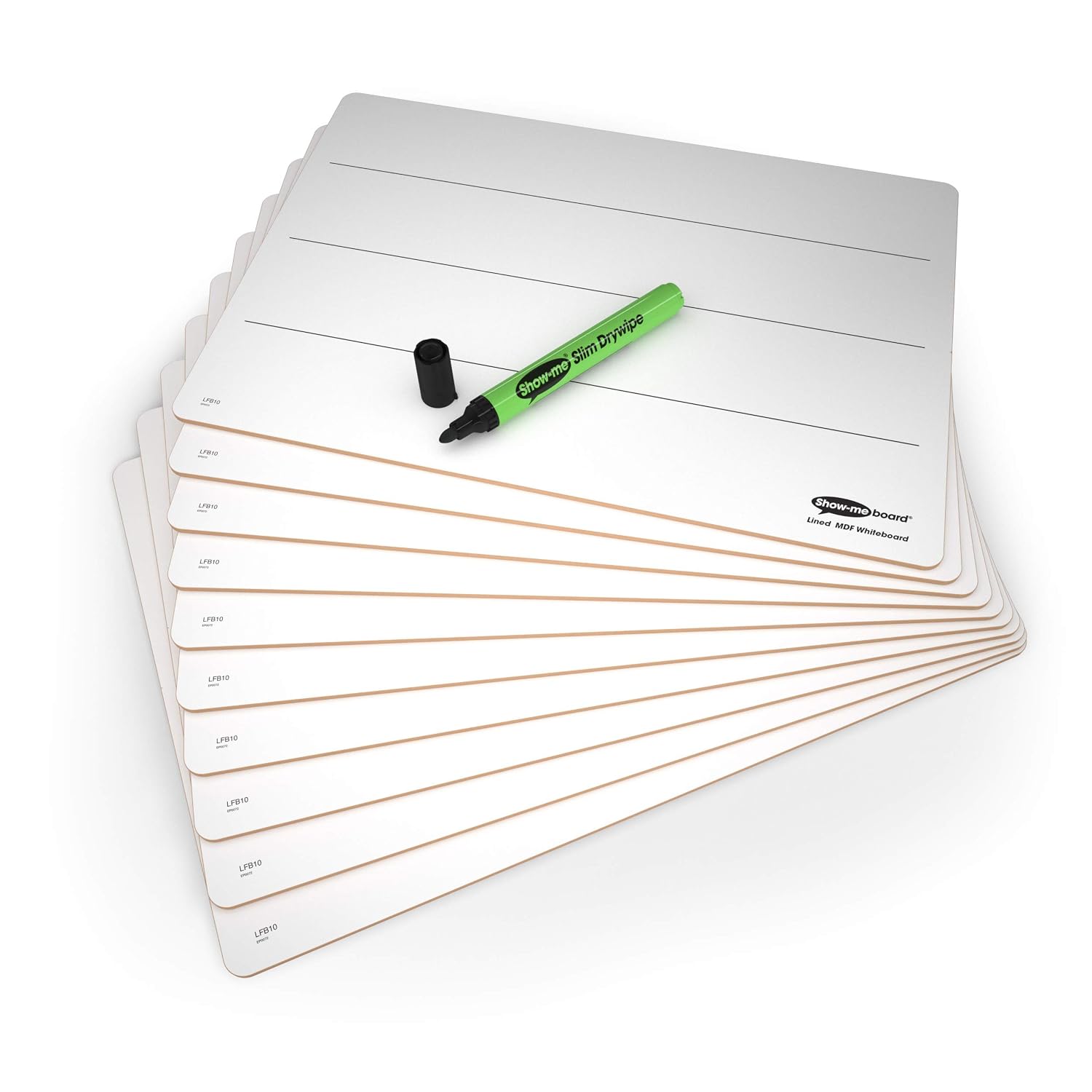 Show-me Rigid Lined Double-Sided MDF Whiteboard A4, for Dry Wipe and White Board Pens, Ideal for Teachers Classrooms