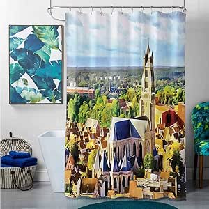 Cortinas de ducha verde azulado para baño, colección abstracta de