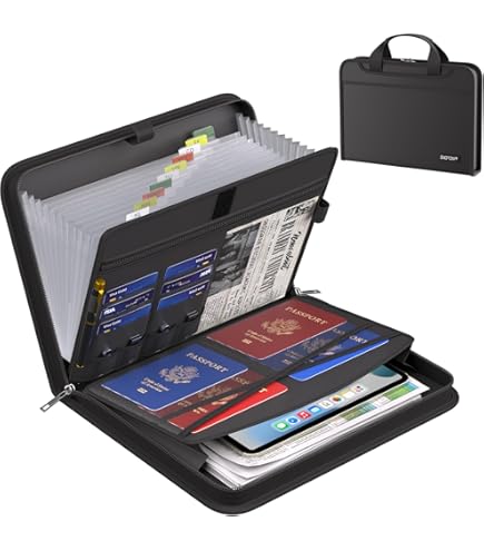 Rushclick Fireproof & Waterproof File Folder Organizer – Large A4 Expanding Zipper Folder With Handle & Colored Tabs