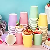 Funtery 100 Pcs Paper Cups Designed Hot Cocoa Pastel Cup Family Party Supplies Disposable Bottle for Hot Cold Drinks Coffee Easter Holidays Celebration(Muticolor,9 oz)