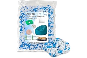Garifon 2.51lbs Bean Bag Filler, Pillow Bean Bag Stuffing Filling, Shredded Memory Foam Filling, Punching Bag Filler, Bean Bag Insert Stuffing, Foam Refill for Pouf/Couch, Added Gel Particles