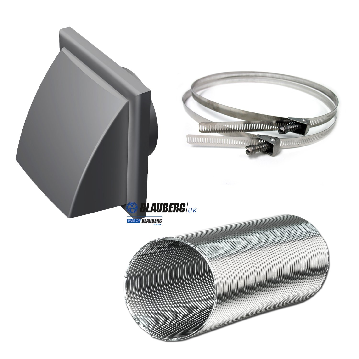 Cooker Hood Wall Ventilation Duct Cowled Grille Shutter Vent Kit