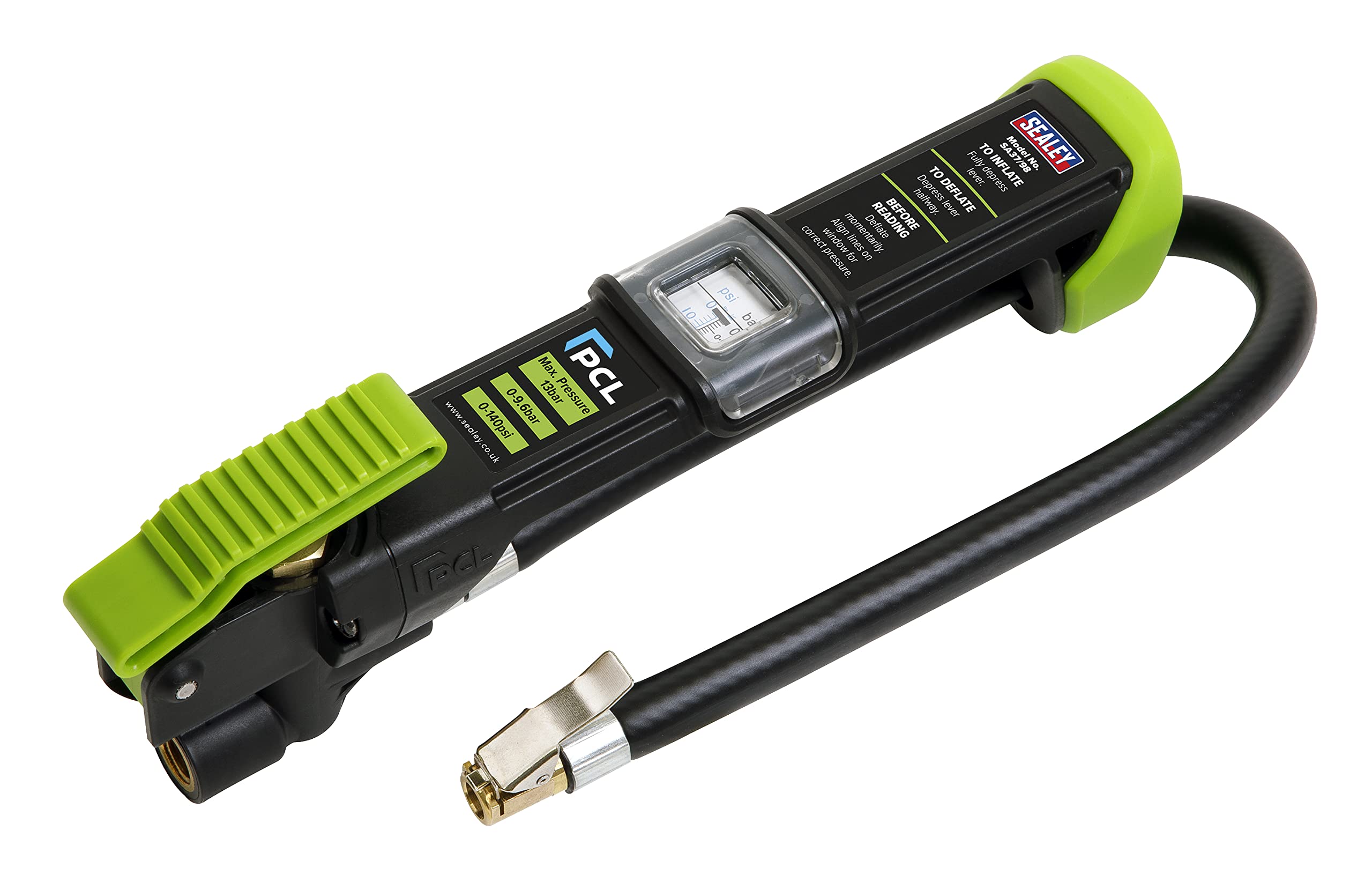 Sealey Airlite Eco Tyre Inflator with Clip-On Connector - SA37/98