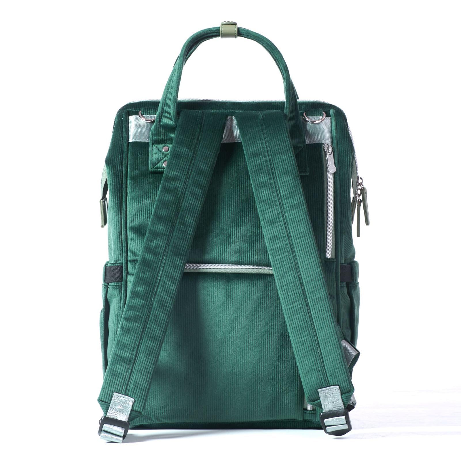 SUNVENO Diaper Bag Backpack, Large Capacity Baby-Bag with Changing Pad & Stroller Clips Velvet Stitching Diaper-Backpack Travel Tote Nappy Bag Organizer for Baby Care with USB Charging Port, Green