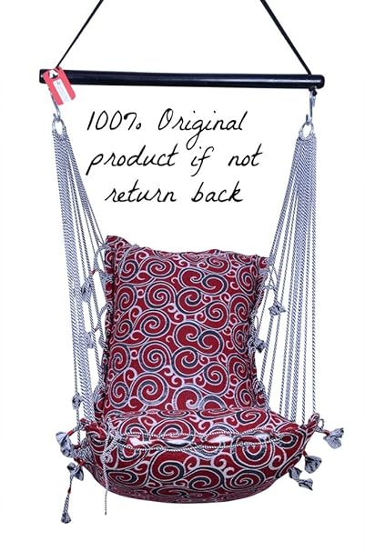 Kkriya Home DecorJumbo Hammock N Swing In Red & Silver Ring Design (Black/Red, King)