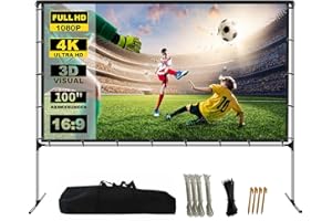 GYUEM 100 inch Projector Screen with Stand, Portable Front & Rear Projection Screen, 4K HD 16:9 Screen Outdoors and Indoors, Setup in Minutes, Home Theater, Presentation