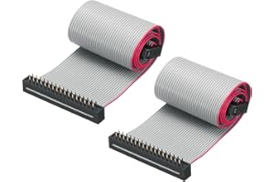 uxcell IDC Wire Flat Ribbon Cable FC/FD Connector A-Type 34Pins 2.54mm Pitch 0.3Meters Length Gray, 2pcs