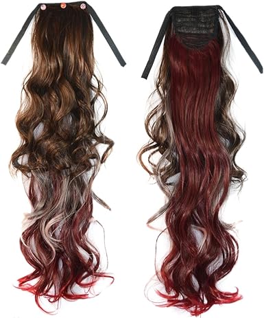 Amazon Com 3 Colors Wig Horsetail Colorful Highlights Light Brown