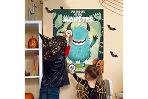 Haunt Couture Reusable Halloween Party Games with Rewards - Pin The Eye on The Monster - 30 Players -02