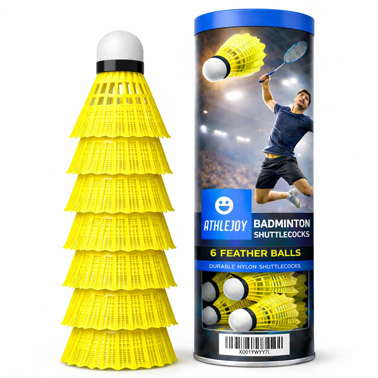 6x Badminton Federbälle - Training und Wettkampf - Badmintonbälle für den Einsatz im Freien und in der Halle