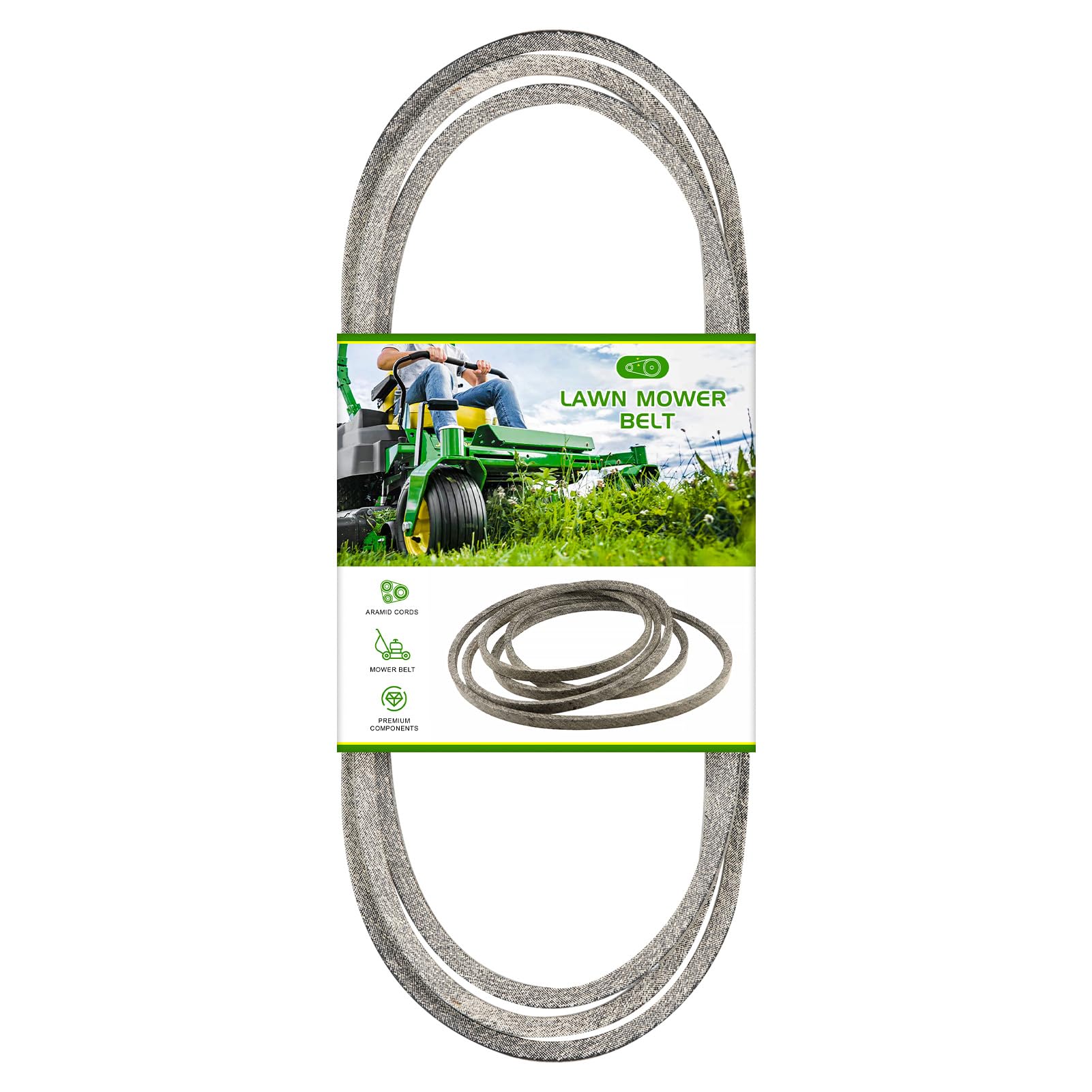 Photo 1 of 1/2" x 104" Mower Deck Belt Fit for John Deere/Sabre GX20072 GY20570, D100 D105 D110 D120 D125 D130 L100 L105 L110 E100 E110 E120 E130 LA100 LA105 LA110 LA115 LA120 LA125 LA135 S100 S110 S120 S220