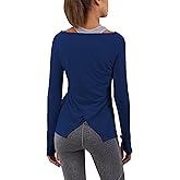 Bestisun Long Sleeve Yoga Workout Tops Lightweight Thumbhole Shirts Athletic Wear for Women