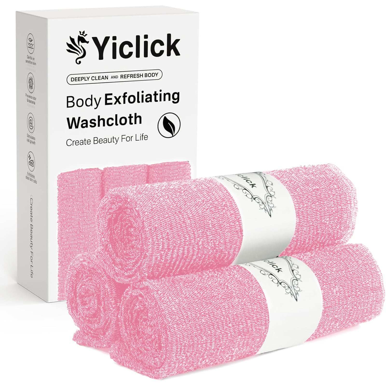 Photo 1 of Yiclick Exfoliating Washcloth Towel?3 Pack?- Exfoliating Body Scrubber Exfoliator, Back Scrubber for Shower Bath, Exfoliate Rags Wash Cloths, Loofah Lufa Sponge, Body Scrub & Exfoliation Women Men