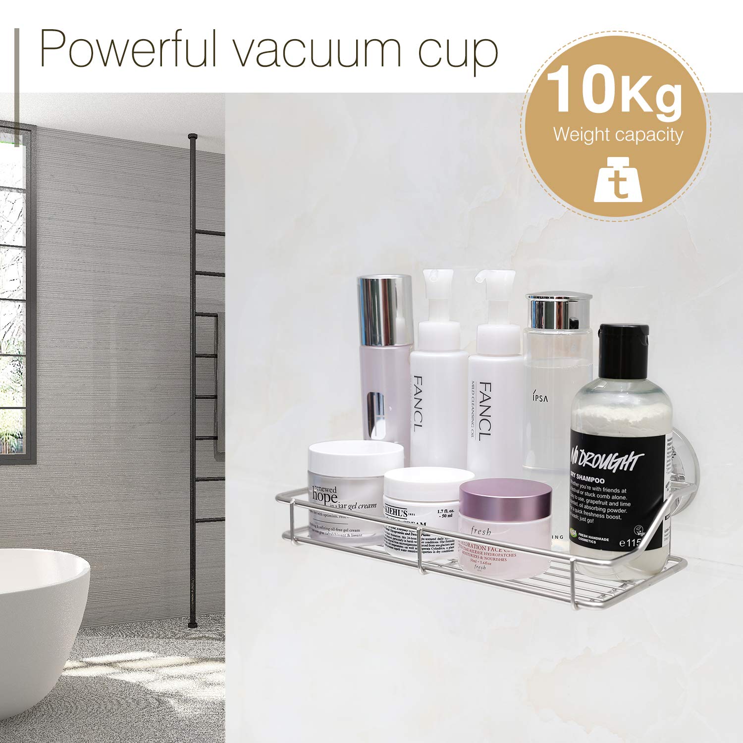Tray Bathroom basket, Wire Rustproof Cup, Suction with