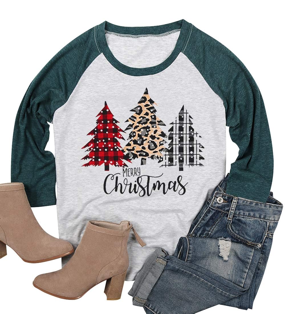 tops christmas hours 2020 Buy Myhalf Merry Christmas Shirts Women S Cute Christmas Plaid Tree Graphic T Shirts 3 4 Sleeve Raglan Tee Tops Xxl Green At Amazon In tops christmas hours 2020
