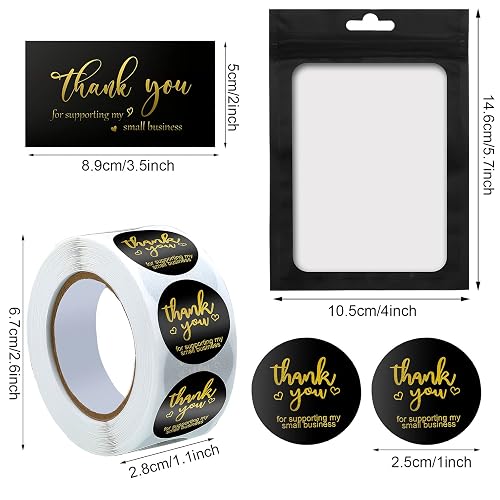 Small Business Packaging Supplies 620 Piece Thank You Card Set - Gold ...