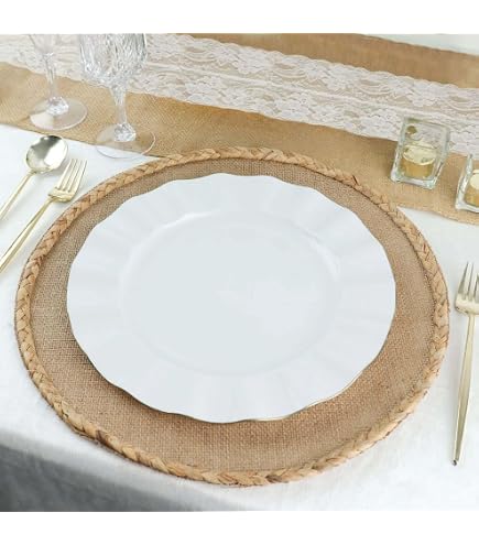 SILVER SPOONS Vintage Embossed Plastic Dinner Plates For...