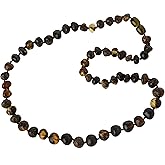 TheNaturalAmber Amber Necklace Adult – Baltic Green Baroque Polished Beads 55cm – Handmade Genuine Amber Jewelry for Pain Relief & Wellness